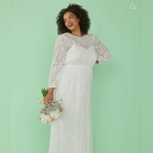 ModCloth Just The Beginning Lace Overlay Maxi Dress Creamy White